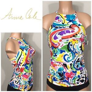 Anne Cole multicolored tankini top. NWT
